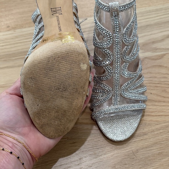 INC International Concepts Glittering Silver Heels - Picture 3 of 4